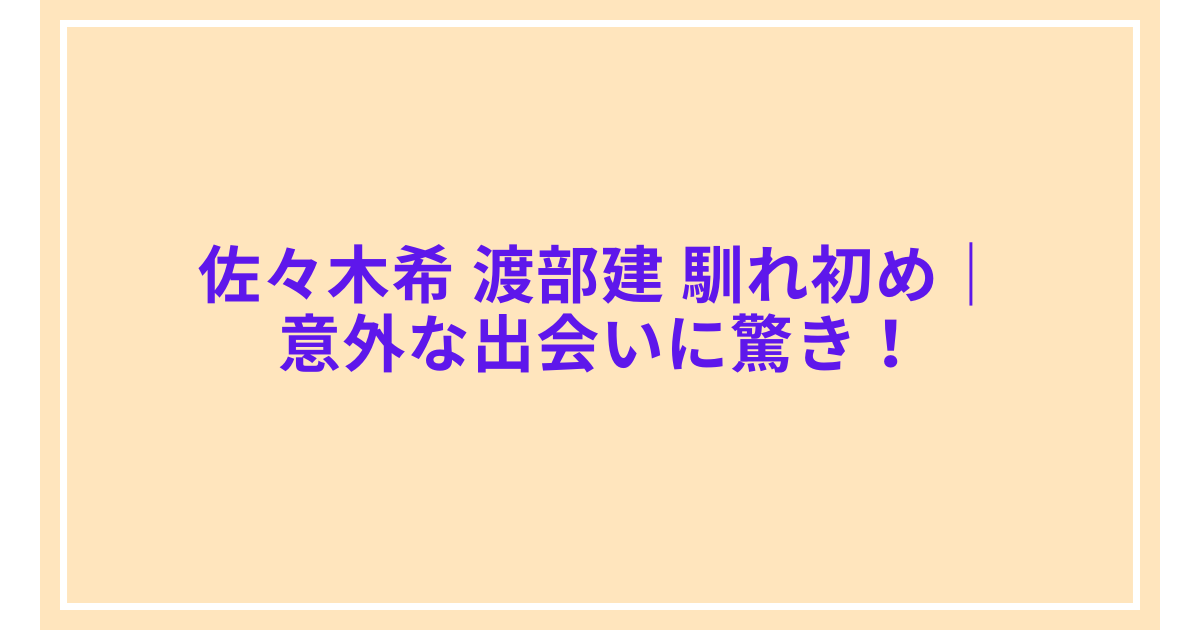 佐々木希 渡部建 馴れ初め|意外な出会いに驚き!